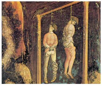 Urkamendia heriotza altxamenduak zapaltzeko erabilitako bide bat zen, baina izan ziren beste batzuk ere, galera edo arraun zigorra, deserriratzea eta isunak adibidez. (�L�opera completa de Pisanello�).<br><br>